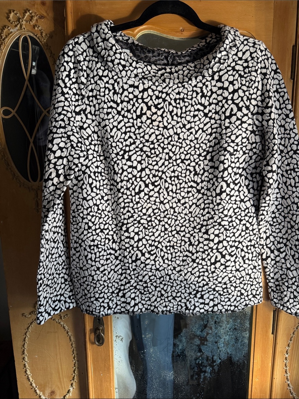 Talbots Black and White Animal-Print Pullover